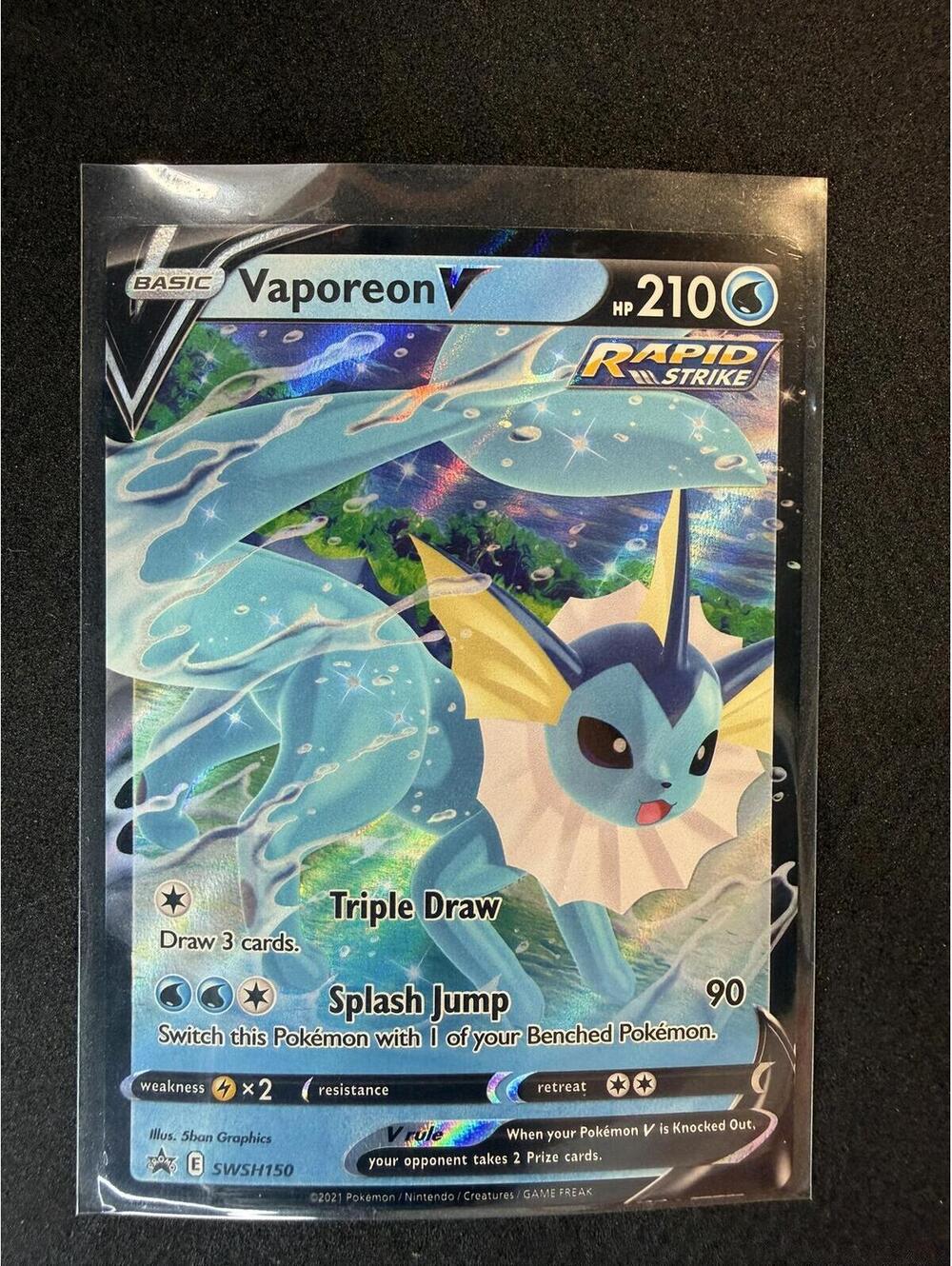 Rare Vaporeon V Pokémon Card - Rapid strike promo